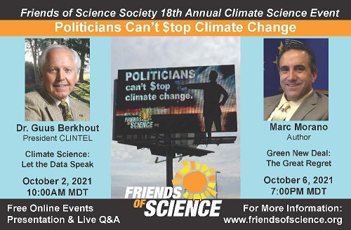 Politicians Can’t Stop Climate Change – Free Online Events with Dr. Guus Berkhout and Marc Morano Climate Science
